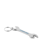 Porte-clés en métal avec décapsuleur en forme de clé anglaise ToolTime vue avec zone d'impression