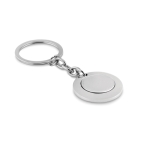 Porte-clés métallique personnalisé avec jeton de supermarché MetalCoin couleur argenté brillant troisième vue