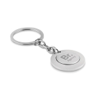 Porte-clés métallique personnalisé avec jeton de supermarché MetalCoin couleur argenté brillant troisième vue principale