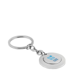 Porte-clés métallique personnalisé avec jeton de supermarché MetalCoin vue avec zone d'impression
