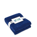 Belle couverture publicitaire en flanelle pour cadeaux clients Verbier couleur bleu vue avec zone d'impression