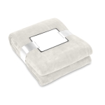 Belle couverture publicitaire en flanelle pour cadeaux clients Verbier couleur beige
