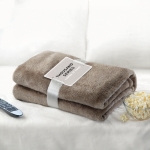 Belle couverture publicitaire en flanelle pour cadeaux clients Verbier couleur kaki vue d'ambiance principale