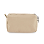 Trousse de toilette personnalisée en polyester à 2 fermetures couleur beige troisième vue