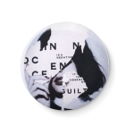 Badge publicitaire personnalisé avec logo Ø44 mm MiniPin couleur blanc quatrième vue