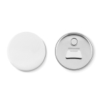 Badge décapsuleur personnalisé Ø58 mm Chapa Abridor PinCap couleur blanc