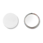 Badge mini miroir de poche Ø75mm personnalisé en couleurs PinView couleur argenté mat