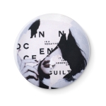 Badge mini miroir de poche Ø75mm personnalisé en couleurs PinView couleur argenté mat septième vue