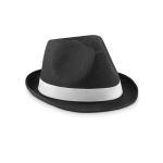 Chapeau promotionnel en polyester avec ruban blanc avec logo Colors couleur noir