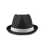 Chapeau promotionnel en polyester avec ruban blanc avec logo Colors couleur noir deuxième vue