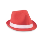 Chapeau promotionnel en polyester avec ruban blanc avec logo Colors couleur rouge