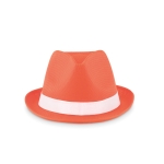 Chapeau promotionnel en polyester avec ruban blanc avec logo Colors couleur orange deuxième vue