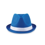 Chapeau promotionnel en polyester avec ruban blanc avec logo Colors couleur bleu roi deuxième vue