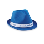 Chapeau promotionnel en polyester avec ruban blanc avec logo Colors couleur bleu roi vue principale