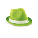 Chapeau promotionnel en polyester avec ruban blanc avec logo Colors couleur vert lime
