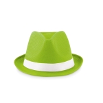 Chapeau promotionnel en polyester avec ruban blanc avec logo Colors couleur vert lime deuxième vue