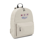 Sac à dos avec poche sur le devant et bretelles rembourrées couleur beige image avec logo