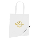 Sac cabas publicitaire 190T Framboise en polyester pliable couleur blanc image avec logo