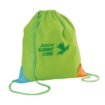 Sac à dos à cordons infantil personnalisé non tissé 80g/m2 KidsTrend couleur vert clair image avec logo
