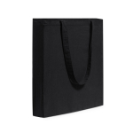 Sac 100% coton avec de longues anses et soufflet, 105 g/m² couleur noir première vue