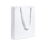 Sac 100% coton avec de longues anses et soufflet, 105 g/m² couleur blanc première vue