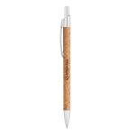Stylo avec logo en liège et alu avec pochette à encre bleue Natural couleur naturel image avec logo