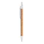 Stylo avec logo en liège et alu avec pochette à encre bleue Natural couleur naturel