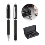 Set stylo et roller en fibre de carbone avec Encre Noire Carbon diverses couleurs