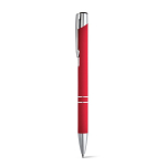 Stylo avec logo en alu avec corps caoutchouté et encre noire Glober couleur rouge