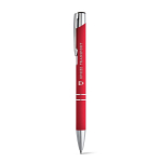 Stylo avec logo en alu avec corps caoutchouté et encre noire Glober couleur rouge image avec logo
