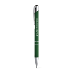 Stylo avec logo en alu avec corps caoutchouté et encre noire couleur vert image avec logo