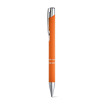 Stylo avec logo en alu avec corps caoutchouté et encre noire Glober couleur orange