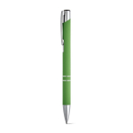 Stylo avec logo en alu avec corps caoutchouté et encre noire Glober couleur vert clair