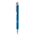 Stylo en aluminium avec mécanisme à bouton-poussoir encre bleue couleur bleu