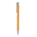 Stylo en aluminium avec mécanisme à bouton-poussoir encre bleue couleur orange