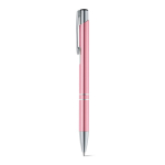 Stylo en aluminium avec mécanisme à bouton-poussoir encre bleue couleur rose