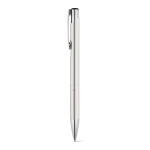 Stylo en aluminium avec mécanisme à bouton-poussoir encre bleue couleur argenté