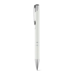 Stylo en aluminium avec mécanisme à bouton-poussoir encre bleue couleur ivoire