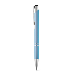 Stylo en aluminium avec mécanisme à bouton-poussoir encre bleue couleur bleu ciel