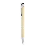 Stylo en aluminium avec mécanisme à bouton-poussoir encre bleue couleur doré