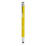 Stylo tactile en aluminium gravé pas cher à l'encre bleue Arrowtouch couleur jaune première vue