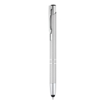 Stylo tactile en aluminium gravé pas cher à l'encre bleue Arrowtouch couleur argenté mat première vue