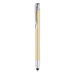 Stylo tactile en aluminium gravé pas cher à l'encre bleue Arrowtouch couleur doré première vue