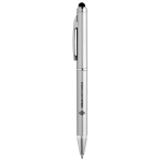 Stylo tactile en plastique avec finition en métal, Encre noire eTop couleur argenté mat image avec logo
