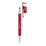 Stylo avec finition métallique, support pour portable encre bleue Tech couleur rouge image avec logo 4