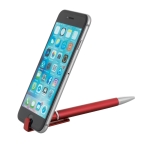 Stylo avec finition métallique, support pour portable encre bleue Tech couleur rouge quatrième vue