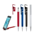 Stylo avec finition métallique, support pour portable encre bleue Tech diverses couleurs