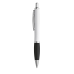 Stylo avec logo en plastique, grip caoutchouté Encre Bleue ColorBlanc couleur noir