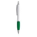 Stylo avec logo en plastique, grip caoutchouté Encre Bleue ColorBlanc couleur vert