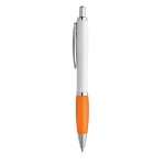 Stylo avec logo en plastique, grip caoutchouté Encre Bleue ColorBlanc couleur orange